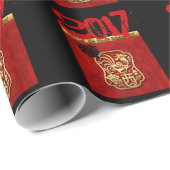 オンドリ2017年のWの紙のカスタマイズ可能な年2 ラッピングペーパー (ロールコーナー)