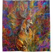 オンドリ・アート:羽の生えた最高傑作 シャワーカーテン (正面)