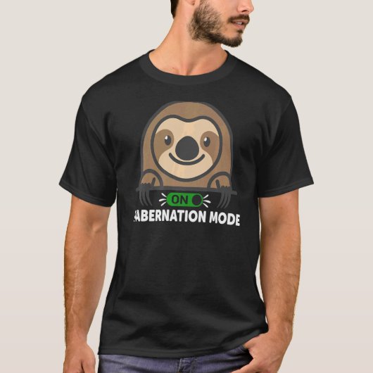 オンハバーネーションモード怠惰なかわいいナマケモノ Tシャツ (正面)
