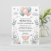 オンバラボホ金ゴールドママシック春ベビーガールシャワー 招待状 (スタンド正面)