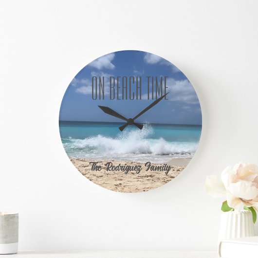 オンビーチタイパーソナライズされたムファミリービーチホーム ラージ壁時計