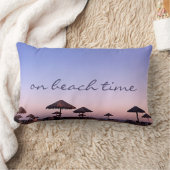 オンビーチタイムカリフォルニアパープルサンセットフォト ランバークッション (ブランケット)