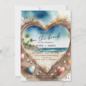 オンビーチ熱帯海水の色結婚の 招待状 (正面)