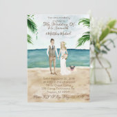 オンビーチ結婚式招待状 – ペットのパグ 招待状 (スタンド正面)