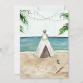 オンビーチ結婚式招待状 – ペットのパグ 招待状 (裏面)