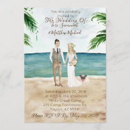 オンビーチ結婚式招待状 – ペットのパグ 招待状