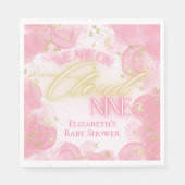 オンピンククラウド9 9金ゴールドグリッターガールベビーシャワー スタンダードランチョンナプキン (正面)