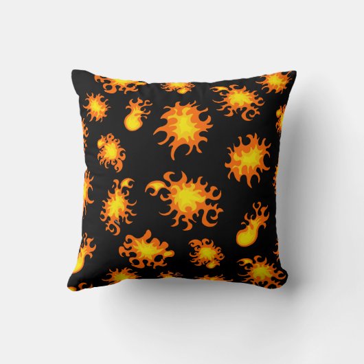 オンファイアバーニングフレイムスおもしろい引用文カスタムブラック クッション (裏面)