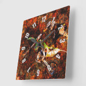 "オンファイア"フリースタイルのモトクロスライダー スクエア壁時計 (傾斜)