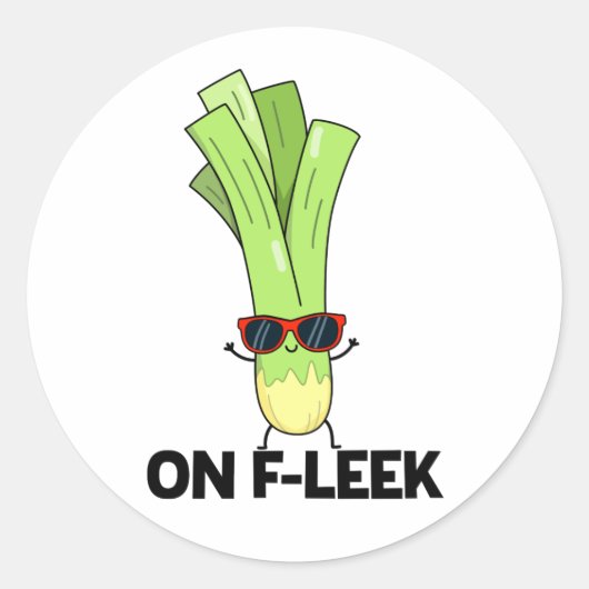 オンフレッおもしろいクベギーLeek Pun ラウンドシール (正面)