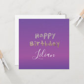 オンブレグリッターバブルレタリングハッピーバースデーポー カード (正面/裏面インサイチュ)