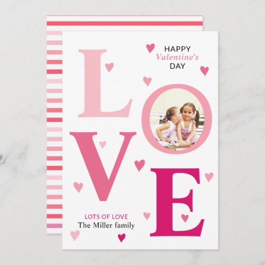 オンブレピンク 愛 ヴァレンタインデー 2枚の写真 シーズンカード (正面/裏面)