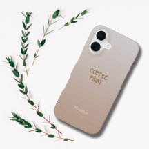 オンブレブラウンのカスタム名入れ引用符iPhoneケース