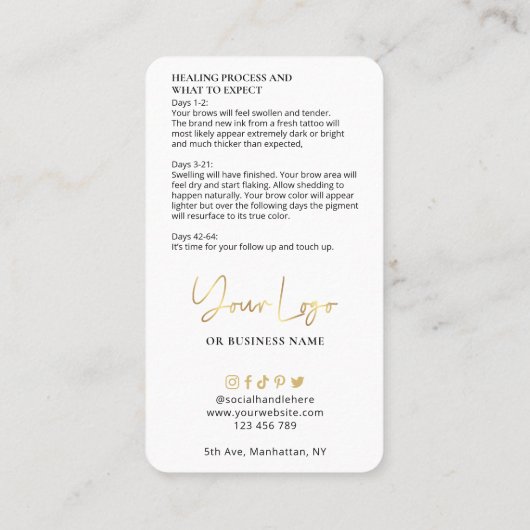 オンブレブロウズホワイト&金ゴールドサロンの気に指示 名刺 (裏面)