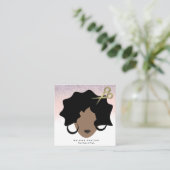 オンブレヘアフェイク金ゴールドグリッターガールサロン美しい スクエア名刺 (スタンド正面)