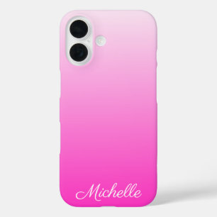 オンブレホットピンクの2色グラデーション 名入れ iPhone 16ケース
