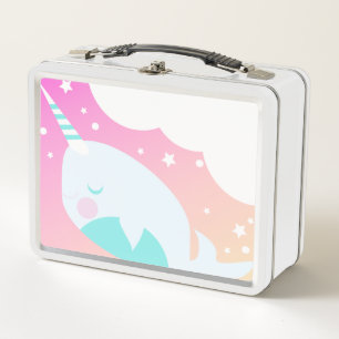 オンブレ一角獣カラフルマジカルキャラクターデザイン メタルランチボックス