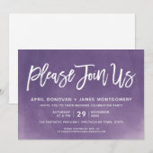 オンブレ参加お願いします ブラシタイポグラフィー結婚式 招待状 (正面/裏面)