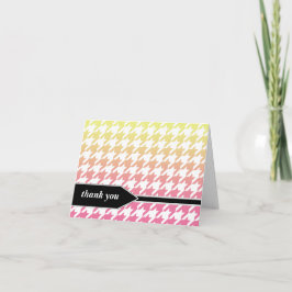 オンブレ黄色ピンクハウンドトゥース感謝カード サンキューカード