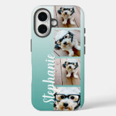 オンブレ4枚の四角い写真 手書き - 青色に編集可能 Case-Mate iPhoneケース (裏面)