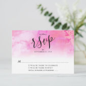 オンブレ ウォーターカラー 結婚式 RSVP カード - ピンク (スタンド正面)