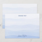 オンブレ グラデーション ディップ ダイ ブルー ブライダル シャワー サンキューカード (正面/裏面)