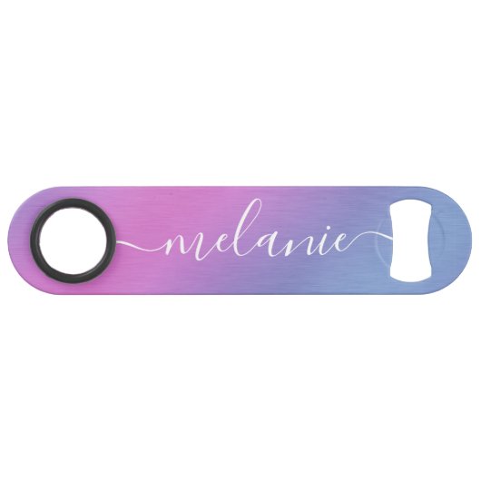 オンブレ グラデーション ピンク パープル カリグラフィー 名前 スピード栓抜き (正面(横))