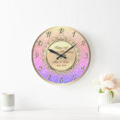 オンブレ グリッター ゴールド フラワー 25周年 記念日 ラージ壁時計 (ホーム)