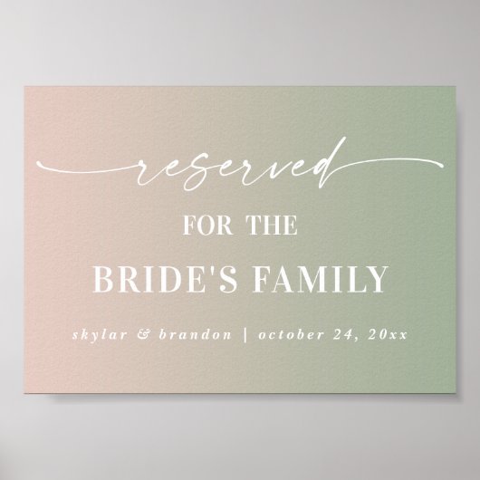 オンブレ グリーン 予約済み 花嫁の家族 ウェディング サイン (正面)