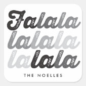 オンブレ グレー ファララララ ボールド スクリプト モダン ホリデー スクエアシール (正面)