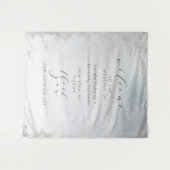 オンブレ ダスティーブルー フロステッドシルバー ウェディング ウェルカム タペストリー (正面(横))