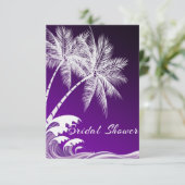 オンブレ パープル トロピカル パーム ブライダル シャワー 招待状 (スタンド正面)