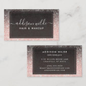 オンブレ ピンク ブラック グリッター モダン シック ラックス 名刺 (正面/裏面)