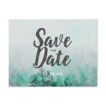 オンブレ フォレスト 水彩画 松の木 Save the Date