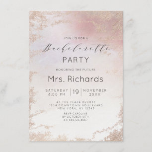 オンブレ ブラッシュ ピンク フロステッド フォイル ブライズメイド パーティー 招待状