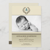 オンブレ リース タウペ 5x7" 出生発表 案内状 (正面/裏面)