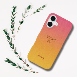 オンブレ・レッドのカスタム名入れ＋名言iPhoneケース iPhone 16ケース
