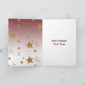 オンブレ レッド ゴールド グリッター スターズ クリスマス カード (内部)