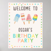 オンポップ・アートのアンドチルアイスクリーム子供の誕生日パーティー ポスター (正面)