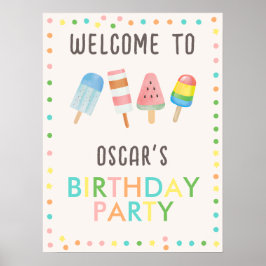 オンポップ・アートのアンドチルアイスクリーム子供の誕生日パーティー ポスター