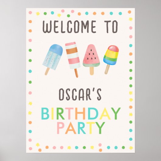 オンポップ・アートのアンドチルアイスクリーム子供の誕生日パーティー ポスター (正面)
