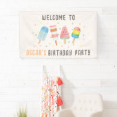 オンポップ・アートのアンドチルアイスクリーム子供の誕生日パーティー 横断幕 (インサイチュ)