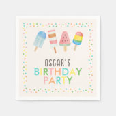 オンポップ・アートのアンドチルアイスクリーム子供の誕生日 スタンダードカクテルナプキン (正面)