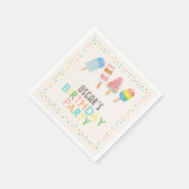 オンポップ・アートのアンドチルアイスクリーム子供の誕生日 スタンダードカクテルナプキン (角)