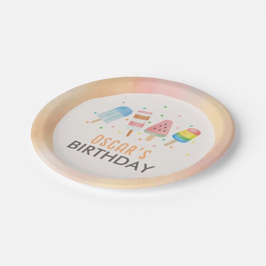 オンポップ・アートのアンドチルアイスクリーム子供の誕生日 ペーパープレート (アングル)