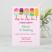 オンポップ・アートのオーバーサマーテーマ誕生日 招待状 (スタンド正面)