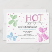 オンポップ・アートのオーバーブライトバルーン誕生日招待状 招待状 (正面)