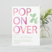 オンポップ・アートのグリーンバルーンドッグ誕生日招待状 招待状 (スタンド正面)