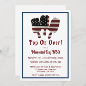 オンポップ・アートのメモリアルデーポプシクルアメリカ国旗 招待状 (正面/裏面)