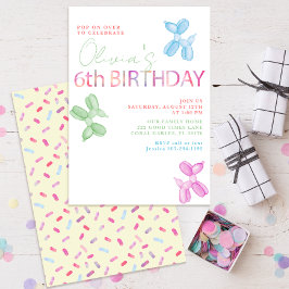 オンポップ・アートの6誕生日バルーン招待状 招待状